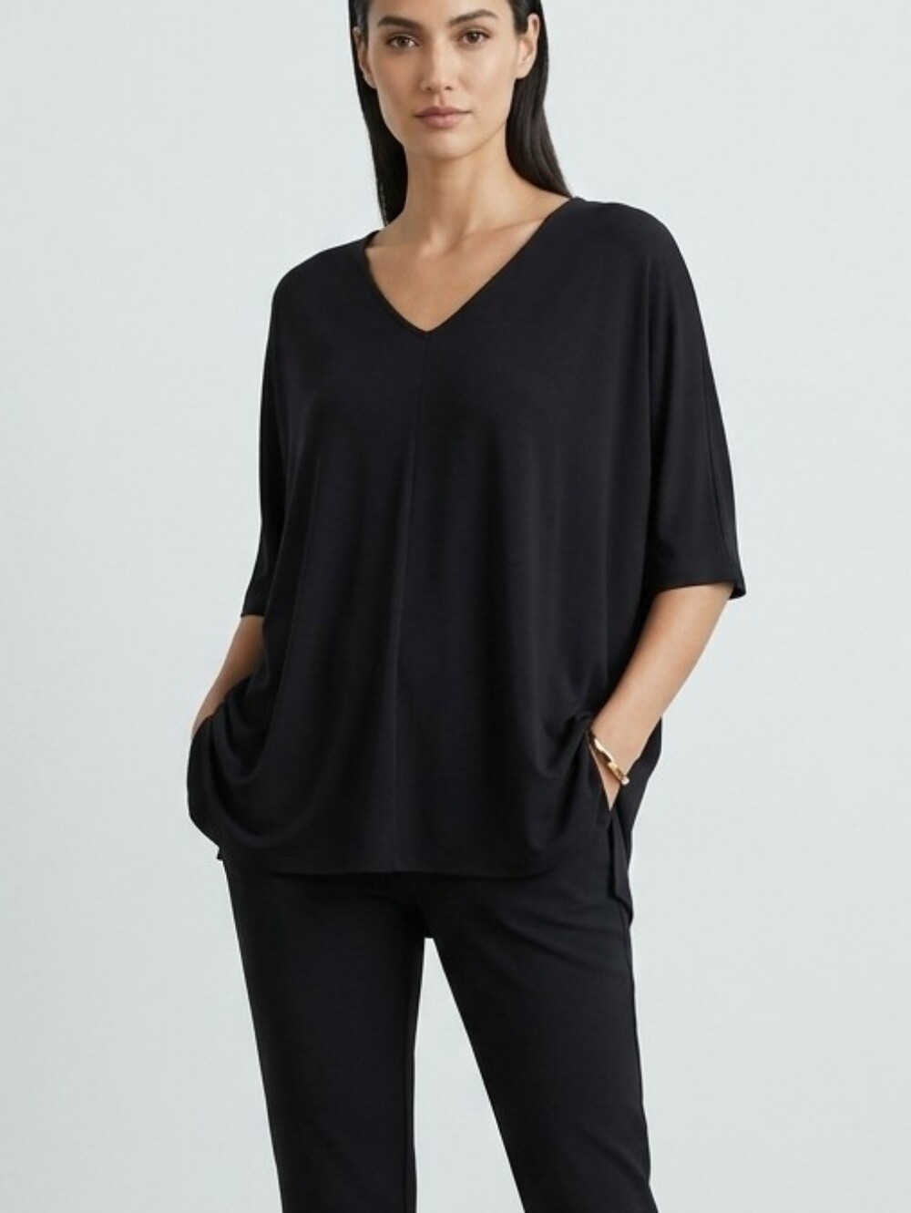 Sympli Black Relaxed Fit Tunic Top Size 10